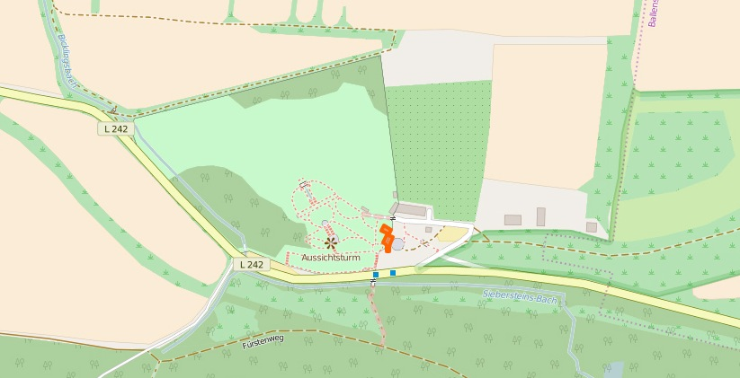 Plan der Roseburg. (Karte erstellt aus OpenStreetMap)